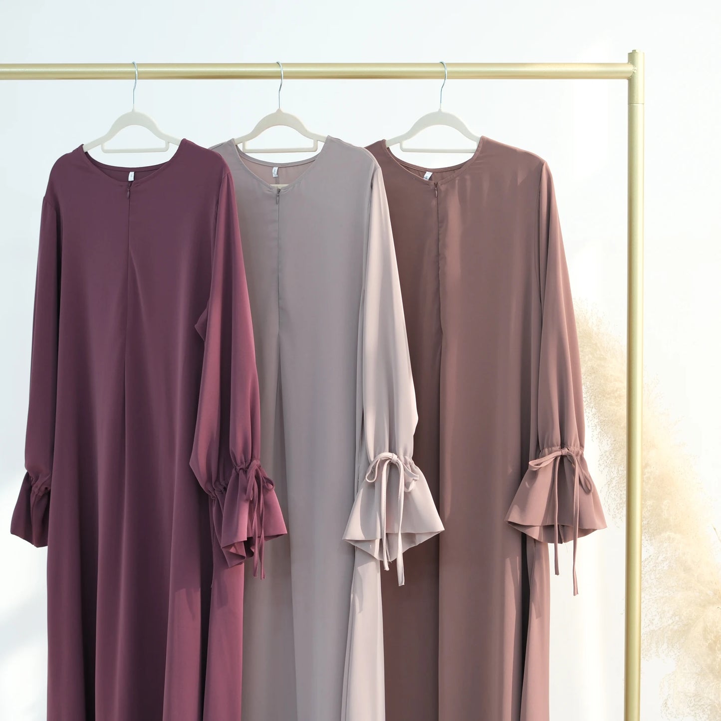 2025 Premium Nida Ruffle Sleeves Women Muslim Dress with Front Zipper Ramadan Abaya Islam Clothing Maxi Dress Female Modest Robe