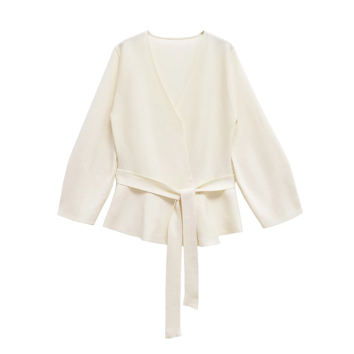 TRAFSHE Spring Women Shoulder Pad Belt Knit Blazer Women Retro V-neck Long Sleeve Versatile Female Coat Women Clothes 9598/128