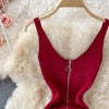 Zipple  2023 Sexy Summer Knit Strap Dress Women Tank Elatic Waist Bodycon Sundress Female Beach Split Backless Midi Dress