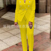 Women Pants Set Two Piece Sets Turn Down Collar White Blazer Elegant Coats Matching Sets Work High Waist Long Pants Suits