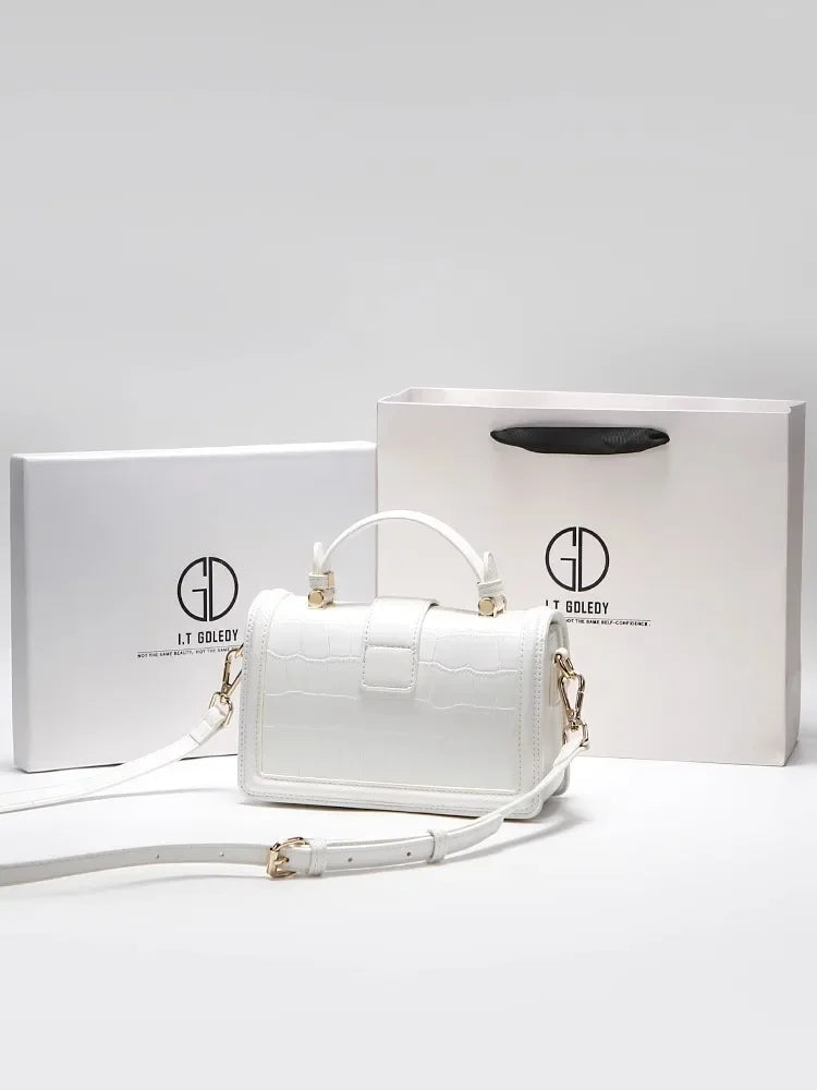 Luxury Designer Bags with High Quality Alligator Printing Leather and Delicate Metal Design Women's Portable Shoulder Bag