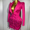 Sparkly Crystal Chains Pearls Long Sleeve Mini Dress 2025 Women Birthday Evening Party Nightclub Outfit Singer Wedding Costume