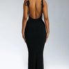 Sexy Ribbed Knitting Backless Bodycon Maxi Dress Women Spaghetti Strap Solid Color Long Evening Dress Club Party Vestidos