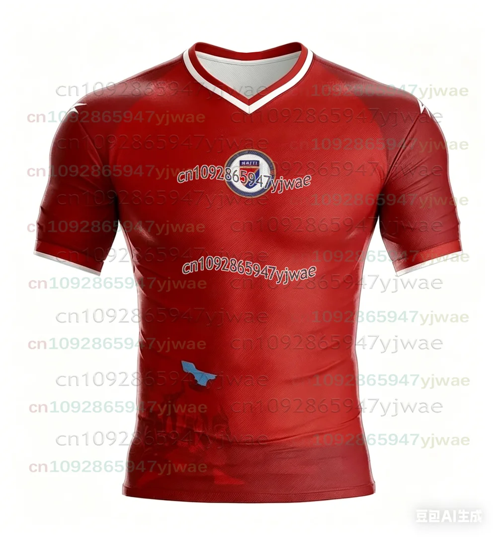 2026 New Haiti Soccer Jersey Short Sleeve Tee Men's T-Shirt Gym Training Workout Fitness Running Tops Fans Quick Dry Sportswear