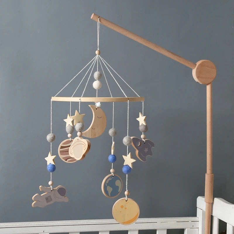 Baby Bed Bell Wood Mobile Toddler Rattles Toys Crib Bell Rattles Boho Style Kids Musical Toys 0-12 Months For Baby Newborn Gifts