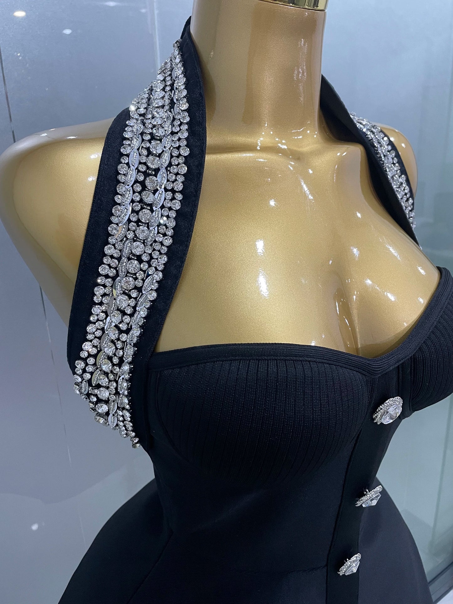 2025 Women Black Sexy Off the Shoulder Shinning Crystal Bodycon Bandage Long Dress Gloves Elegance Celebrate Evening Party Dress