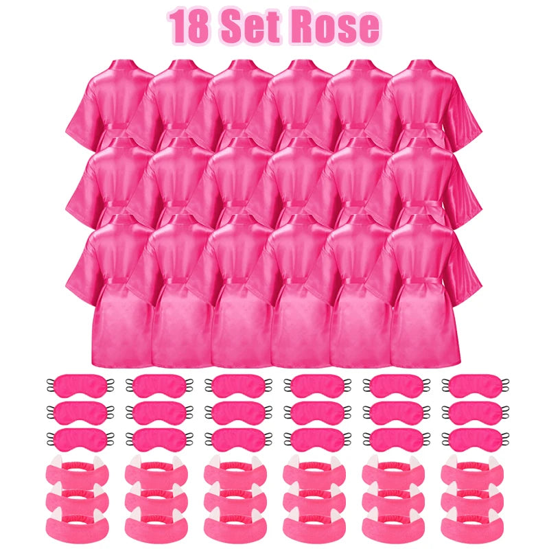 10/12/15/18 Sets Spa Party Favors Robe for Girls Kids Birthday Kimono Robe Satin Robe for Slumber Party DIY Birthday Squad Robes
