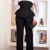 Women Elegant Two Piece Pants Set Female Office Wear White Mesh Sleeves Slim Top and Slacks Pant Sets Sexy Chic Spring Outfits