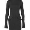 Autumn Office Lady Mini Dress Women Streetwear Long Sleeves Solid Sexy Bodycon Black Dress Casual Clubwear Elegant Party Dresses