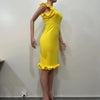 White Ruffles Dress Women Sexy Mid Length Bodycon Dresses Slim Round Neck Sleeveless Party Casual High Waist Elegant Vestidos