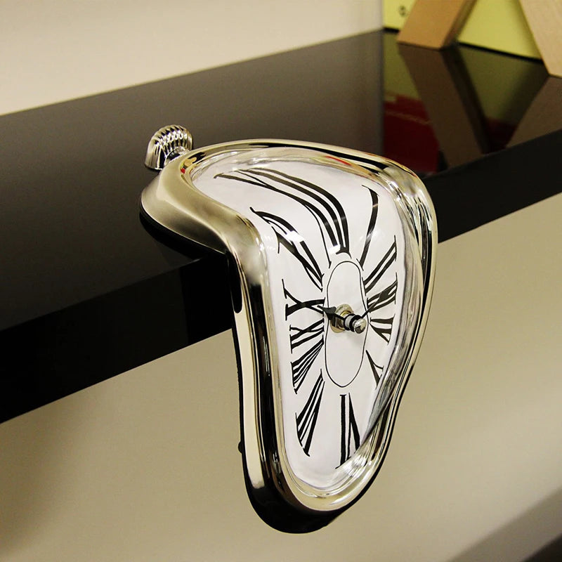 Surreal Melting Clock Silent Melted Wall Clock Salvador Dali Style Wall Watch for Decorative Home Office Shelf Desk Table Gift