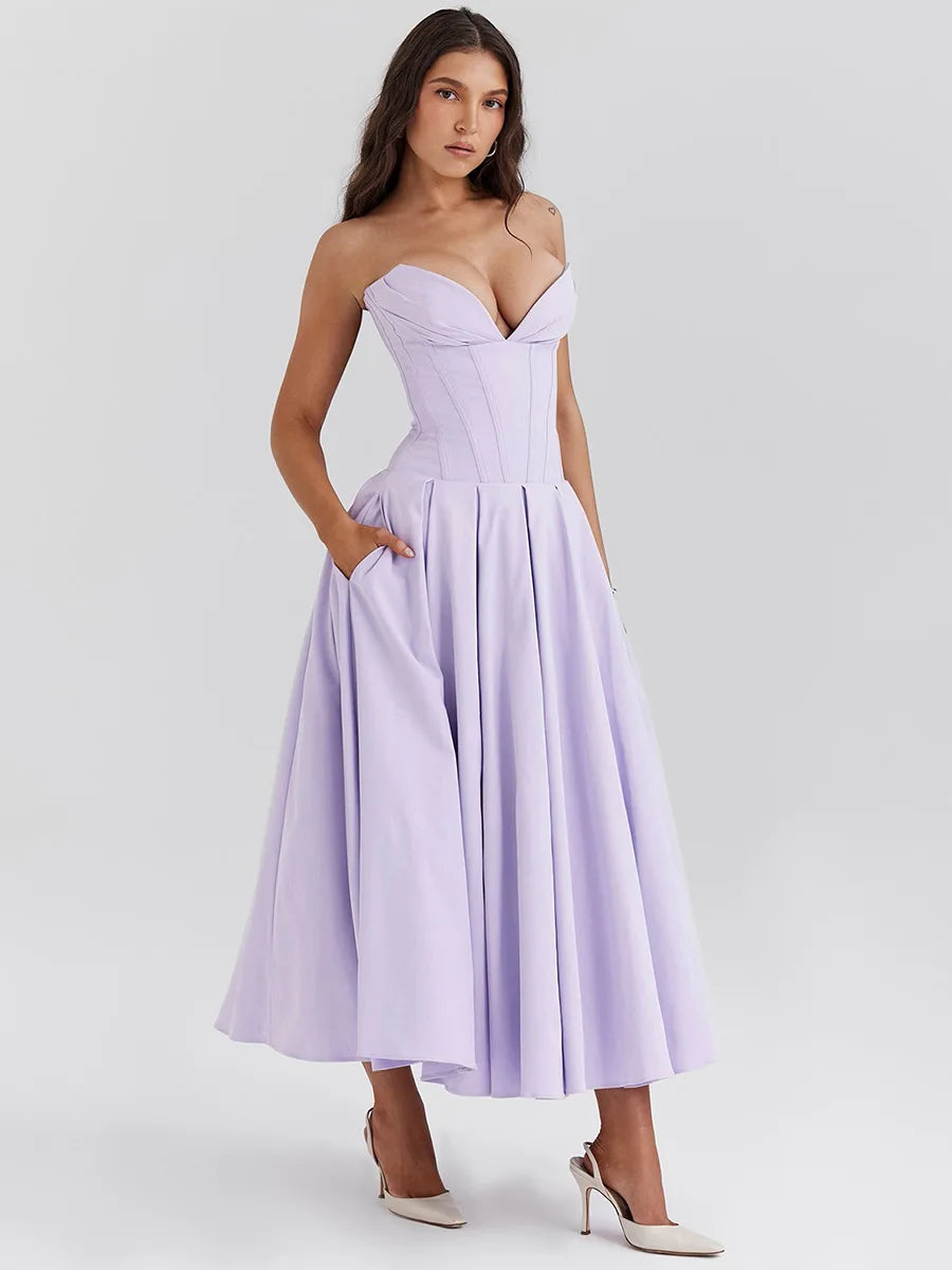 Mingmingxi Summer Strapless Bodycon Dresses Women 2024 New Arrivals Elegant Formal Occasion Dress Yellow Guest Party Dresses