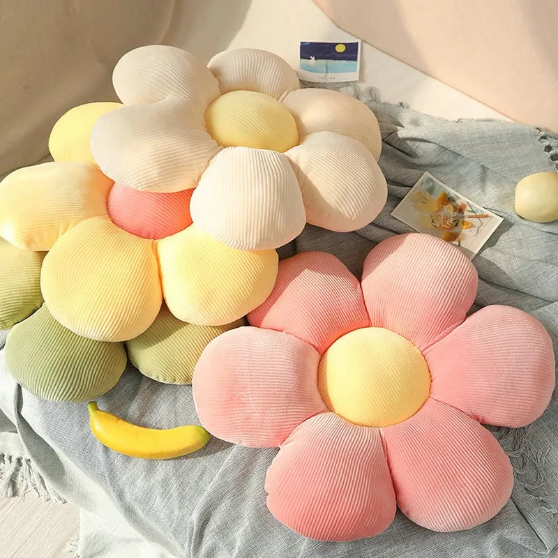Stuffed Six Petal Flower Cushion Plush Pillow Toy Soft Cartoon Plant Stuffed Doll Chair Cushion Sofa Kids Lovers Birthday Gifts