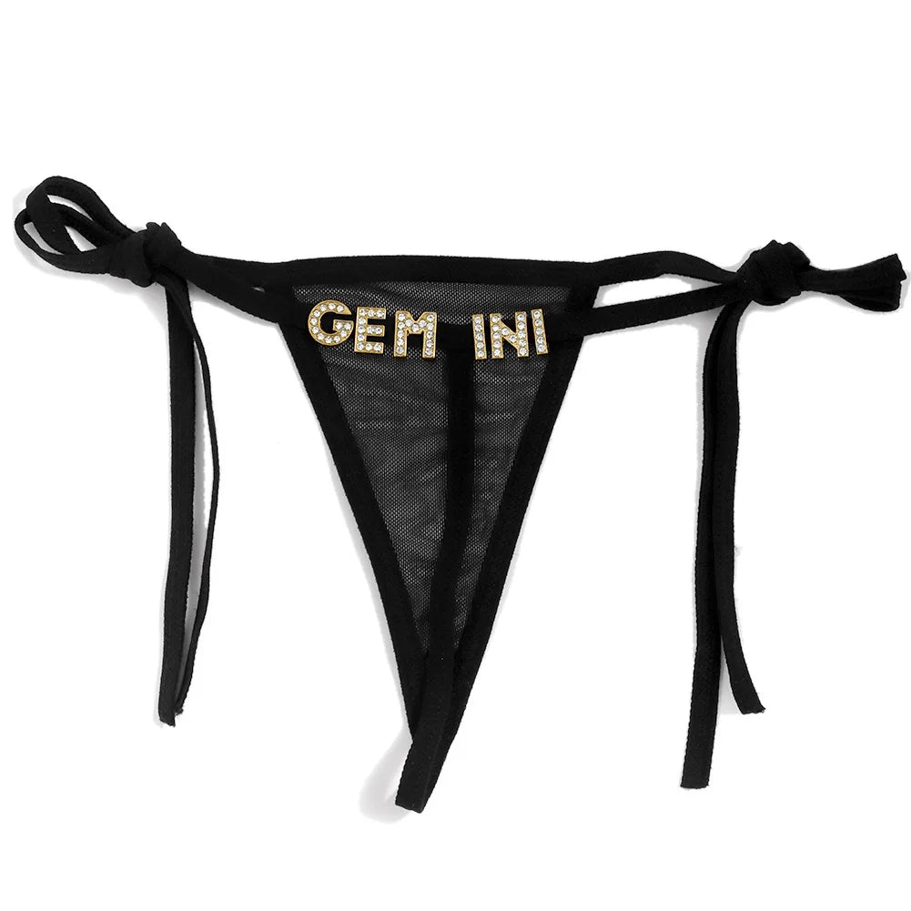 Sexy Custom Thong Name Crystal Letter Underwear Bikini Personalized Customized tangas G-string Girl friend Wife Birthday Gift