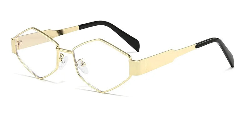 Polygonal Luxury Sunglasses Women Brand Fashion Rhombus Sun Glasses Woman 2024 Retro Vintage Metal Diamond Shades Eyewear