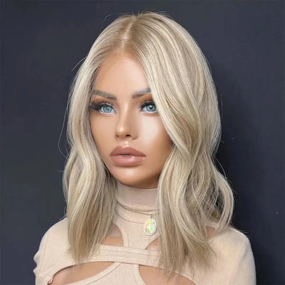 Ombre Blonde 13X4 Transparent Lace Front Human Hair Wig Brown Root Loose Wave Ash Blonde 4x4 Closure Wig Pre Plucked
