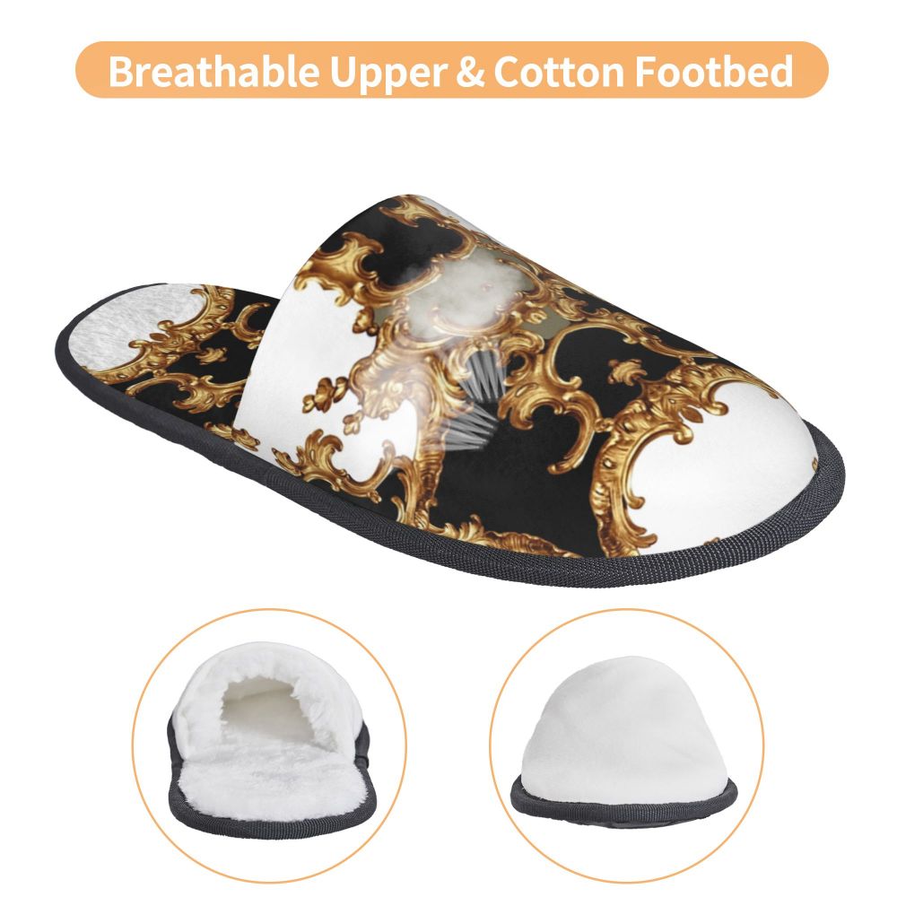 Custom Queen Of Absolutely Everything Gold Baroque Soft Memory Foam House Slippers Women Comfy Warm Anti-skid Sole Slipper