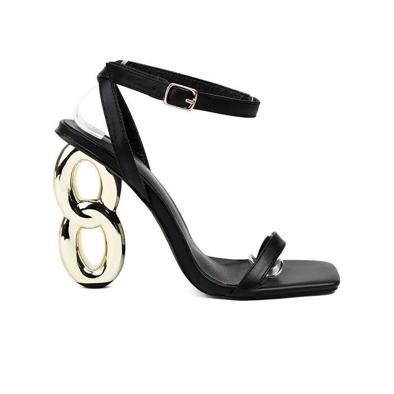Summer Sandals Strange Wedge Heel Woman Shoes One Strap Sandals Narrow Band Elegant Women‘s Pumps Peep Toe Large Size 43