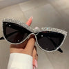 Flower Cat Eye Retro Rhinestones Sun Glasses for Women Elegant Fashion Men Trend Brand Designer Outdoor Party Shades Eyewear
