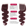 HairUGo Brazilian 99J 4x4 Straight Hair Closure 4*4 Lace Closure 10''-20'' 100% Human Hair Lace Closure With Baby Hair Remy Hair