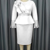 Church Dresses for Women Elegant Ruffles Long Flare Sleeves Sequined Party Bodycon Peplum Classy Occasion African Wedding Guest