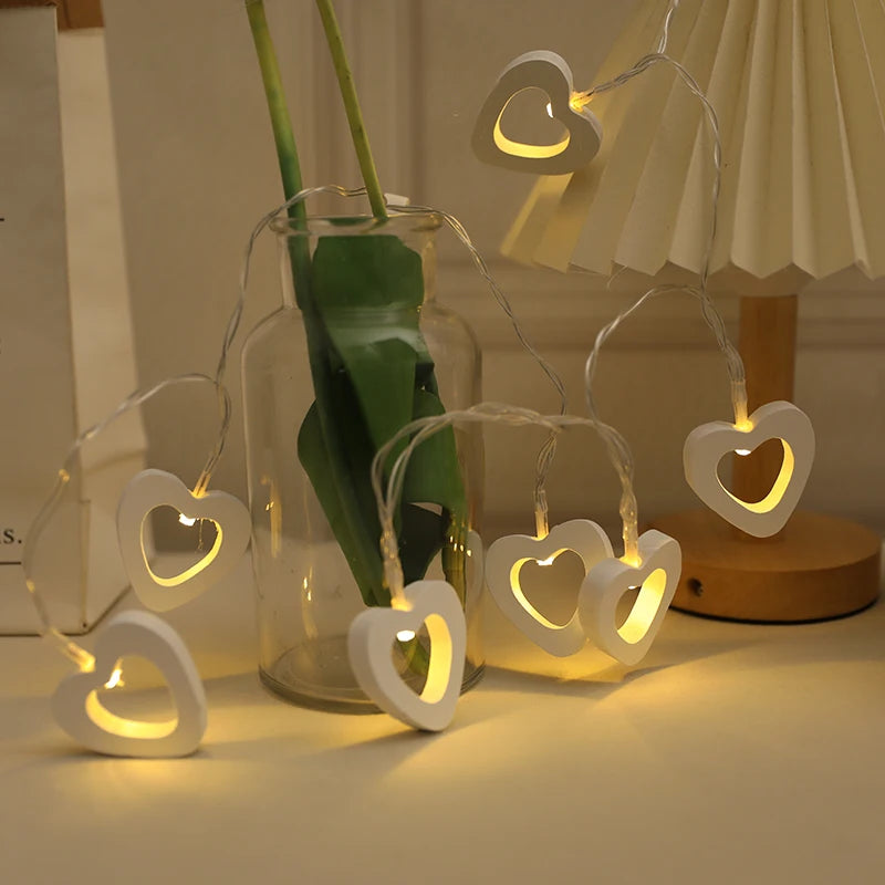 10 LED Love Heart String Lights Valentine's Day Decoration Garland Led Fairy Lights Wedding Birthday Party Decor Supplies Props