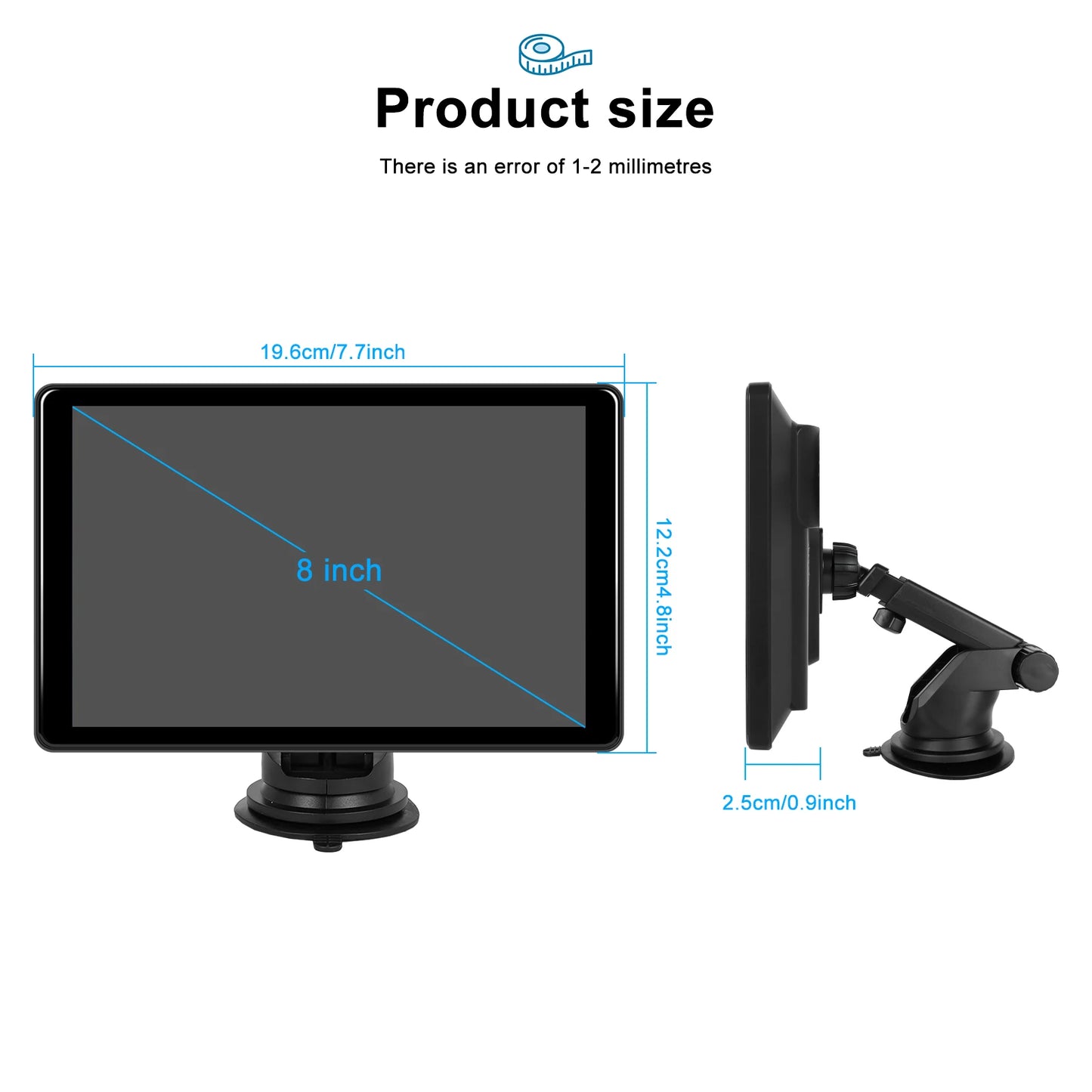 Podofo 8inch Android Monitor 4+64G Carplay Android auto Car Video Player Bluetooth FM AUX Apple Airplay Dashboard Monitor