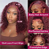 Brazilian Deep Wave 99J Burgundy Lace Front Human Hair Wig 13x4 Deep Curly Short Bob Wigs Human Hair Red Colored Water Wave Wigs