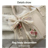 Trendy Lightweight Casual Bow Decor Straw Bag Hollow Out Knitted Flower Tote Bag Large Capacity Shoulder Bag For Teen Girl Women