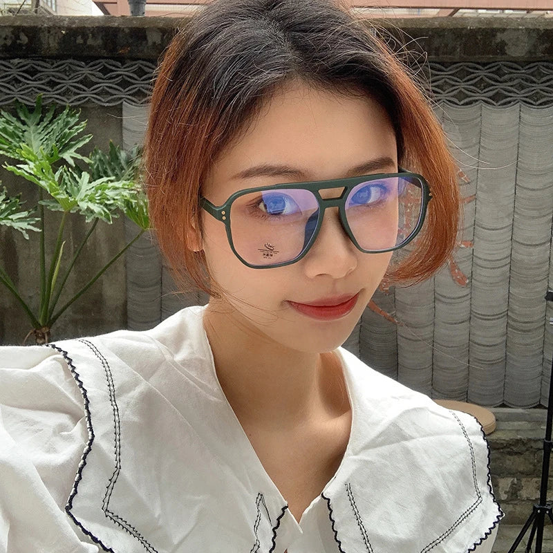 Retro Fashion Anti-blue Light Glasses Men Women Transparent Computer Glasses Frame Eyeglass Frame Flat Glasses Square Eyeglasse