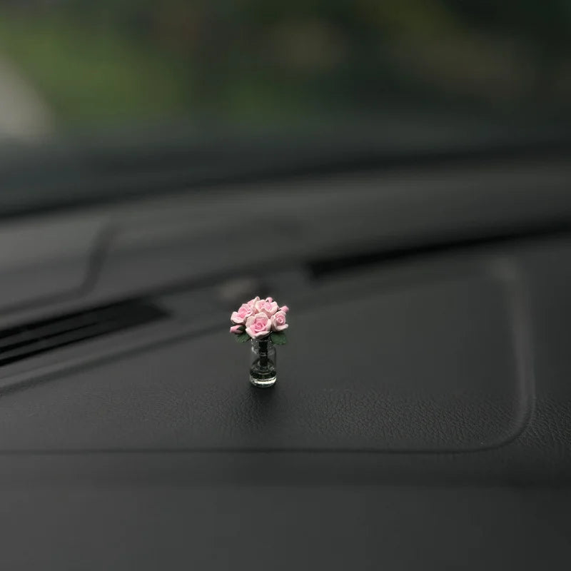 Dainty roses car center console window ornament mini cure car accessories ladies car personality beautiful interior ornaments