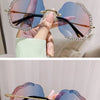 2024 New Metal Frame Flower Designer Women Trendy Fashion Cutting Lens Ladies Street Photography Woman's Shades Sunglasses