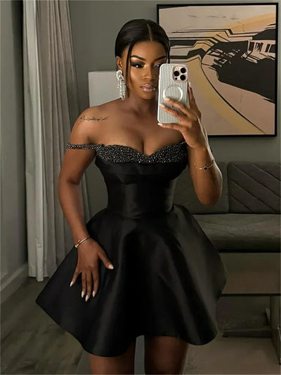 CPSYMYM  Sequins Patchwork Dress Women Shiny Shoulder Straps Sexy Backless Ruffles Hem Midnight Banquet Party Elegant Outfits