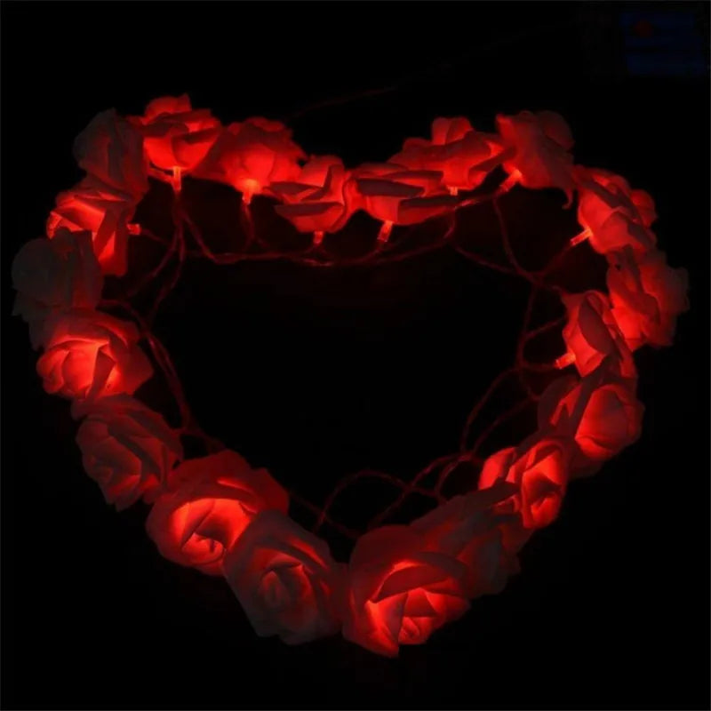 Rose LED Flower String Lights Garland Fairy Lights Romantic Lamp 3M 20LEDs For Wedding Valentines Day Christmas Party Decoration