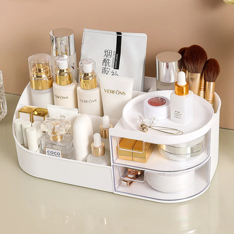 Drawer Type Cosmetics Storage Box, Desktop Dresser Skin Care Shelf, Office Stationery Lipstick Makeup Box Bedroom Home