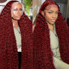 30 40 Inch 99J Burgundy 13x6 Hd Lace Frontal Human Hair Wig Red Colored 13x4 Transparent Lace Curly Deep Wave Frontal Wig