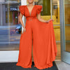 Elegant Pleated Jumpsuits & Rompers for Women V Neck Ruffles Belt Waisted High Waisted Floor Length Luxury Birthday Party Outfit