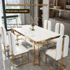 Unique Luxury Table Chairs Modern Legs Metal Design Rectangular Dining Table Space Saving Nordic Mesa De Comedor Funiture