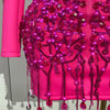Sparkly Crystal Chains Pearls Long Sleeve Mini Dress 2025 Women Birthday Evening Party Nightclub Outfit Singer Wedding Costume