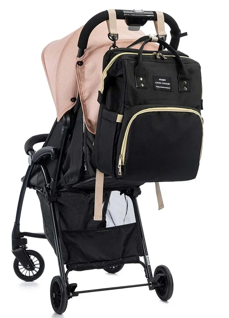Fashion Mommy Backpack Multifunction Foldable Baby Bed Bags Large Capacity Portable Milk Bottle Diaper Double Shoulder Mom's Bag