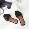 Summer Women Slippers Leather Square Toe Women Flats Flip Flops Designer Ladies Slides Sandals Women Shoes Luxury Sandals