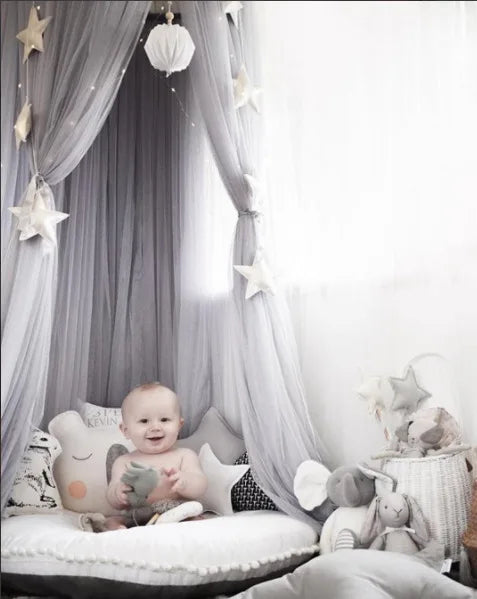 Mosquito Net Hanging Tent Star Decoration Baby Bed Crib Canopy Tulle Curtains for Bedroom Play House Tent for Children Kids Room
