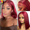 Burgundy Bob Wig Lace Front Human Hair Wigs Pre-Plucked 99J Red Blonde Colored Straight Human Hair Wigs 13x1 Lace Front Wig