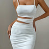 Women Sexy Spaghetti Strap Bodycon Mini Dress White Backless Party Evening Outfit Nightclub Vestidos
