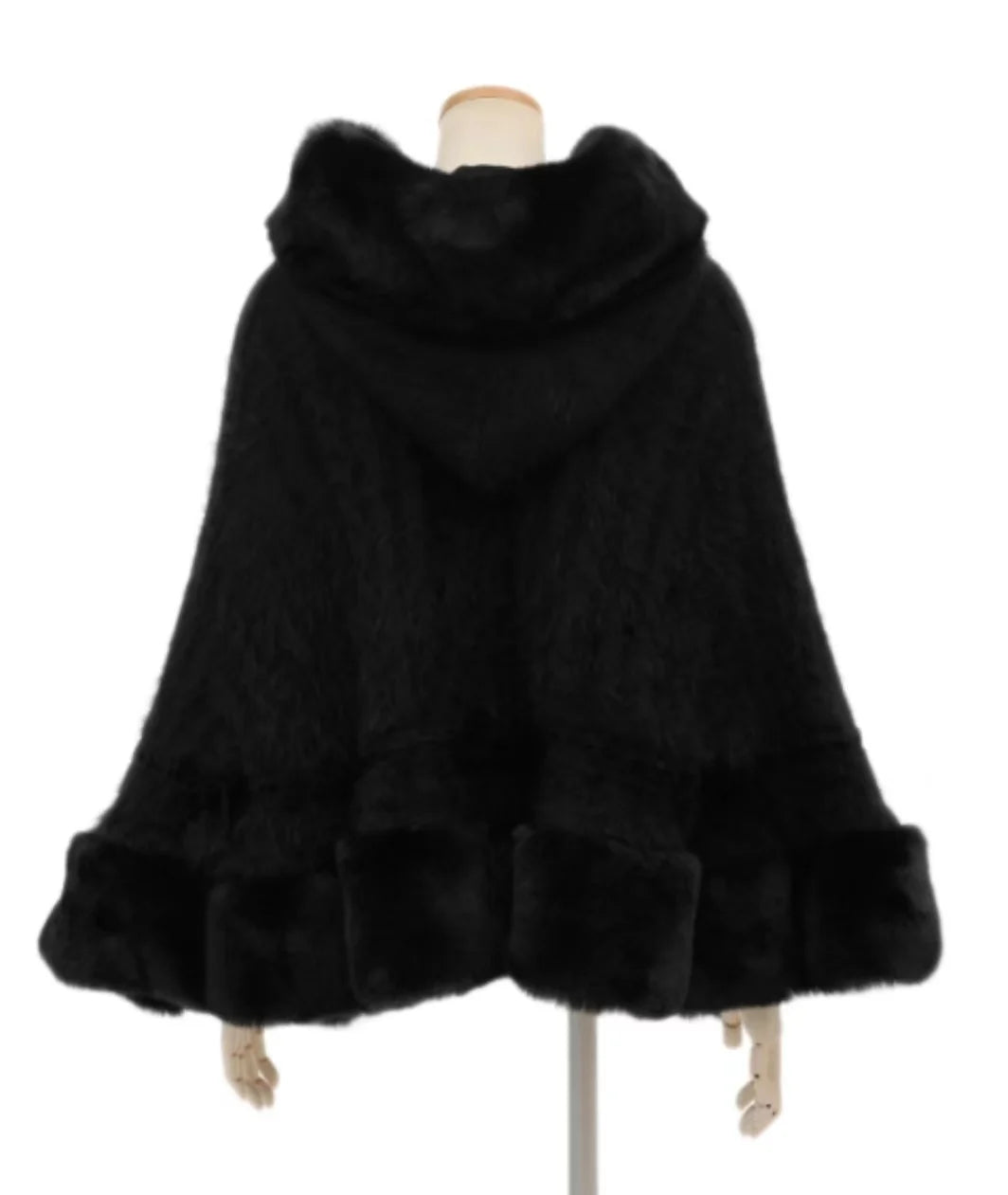 Japanese Liz Sweet Princess Faux Rabbit Fur Cape Coat Women Autumn Winter Fur Jacket Loose Clock Rhinestone Bow Hooded Coat
