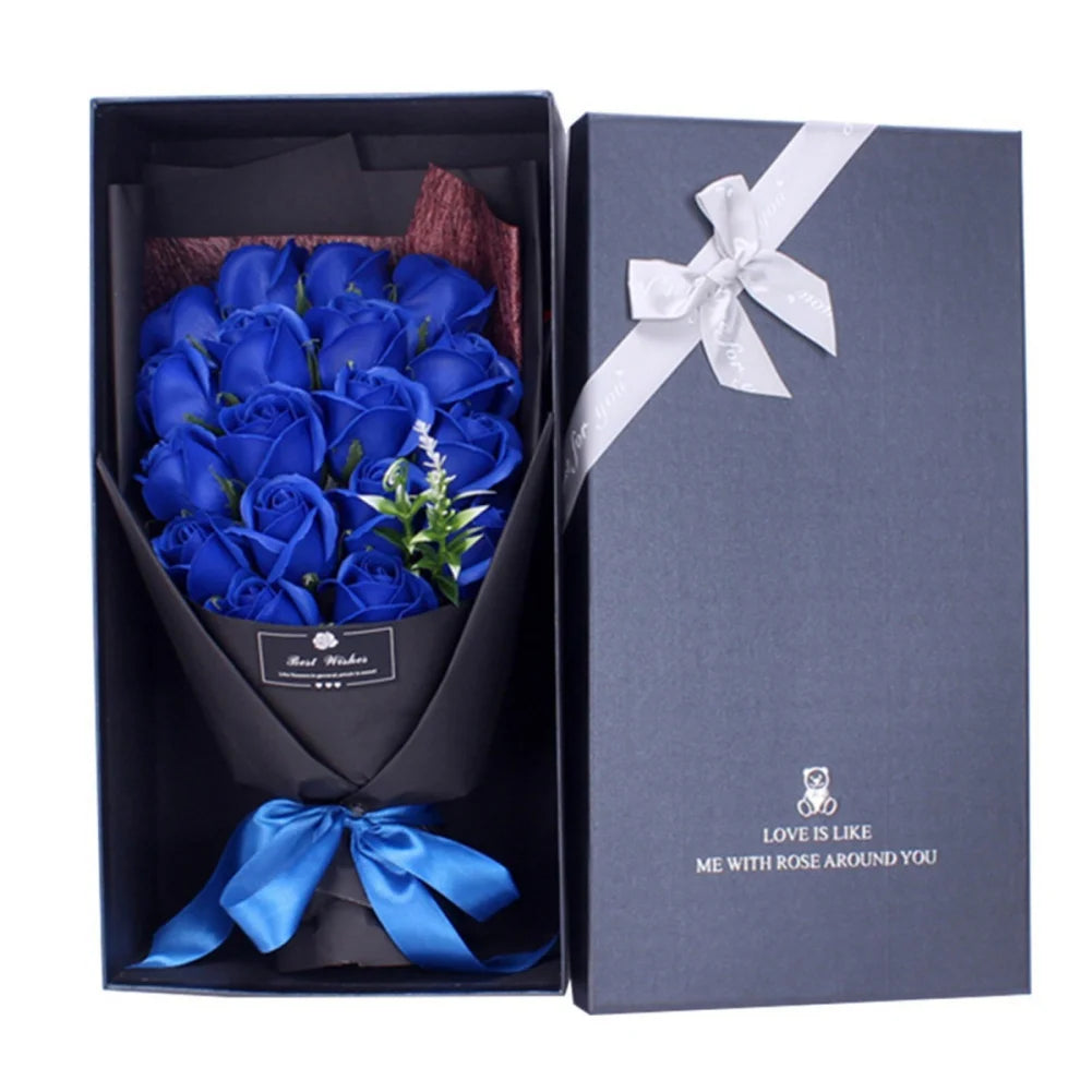 18Pcs/Box Soap Flower Bouquet Beautiful Flora Scented Bath Soap Flower in Gift Box for Anniversary Valentine's Day Mother Day
