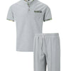 2025 Men Europe and the United States new summer Waffle solid color zip-up lapel short-sleeve suit shorts two sets