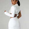 Fashiona sexy women's slim fit solid color one shoulder elegant dress pearl string party half high neck hip hugging mini dress