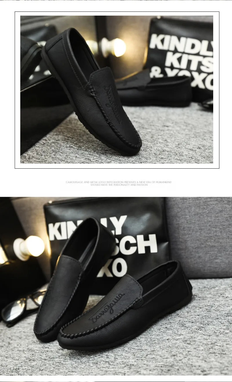 Men Casual Shoes 2024New Men's Loafers Comfortable Flat Casual Shoes Men Breathable Moccasins Slip-On Soft Leather Driving Shoes