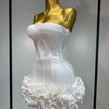 Women Sexy Strapless Flower Prom Gown Mini Dress Celebrity Red Carpet Fashion Evening Party Celebrate Birthday Club Dresses
